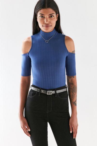Silence + Noise Annalise Mock-neck Cold Shoulder Top