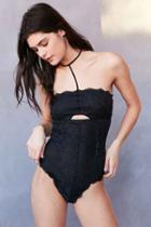 Urban Outfitters Out From Under Stella Lace Choker Bodysuit,black,l