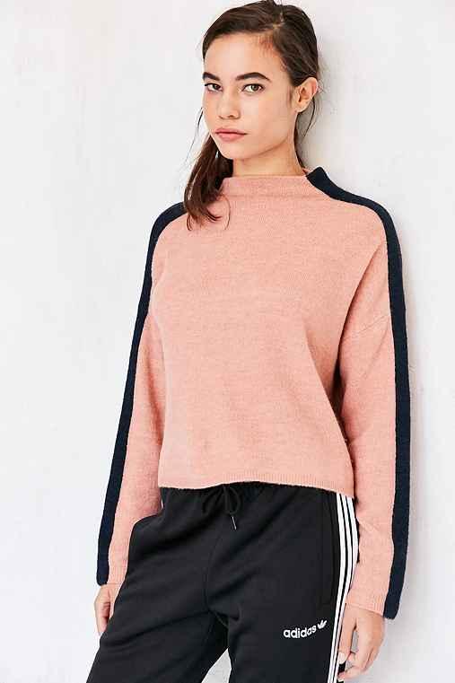 Urban Outfitters Silence + Noise Johnny Mock Neck Sweater,peach,s