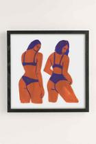 Urban Outfitters Leah Reena Goren Bikini Girls Art Print,black Wood,44x44