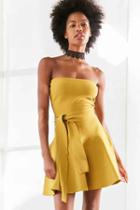 Urban Outfitters C/meo Collective Perfect Timing Strapless Mini Dress,chartreuse,s