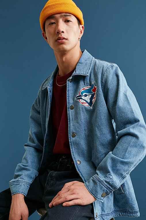Urban Outfitters Starter X Uo Mlb Toronto Denim Coach Jacket,indigo,l