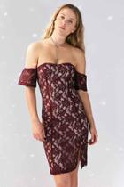 Urban Outfitters J.o.a. Off-the-shoulder Lace Mini Dress,pink,xs