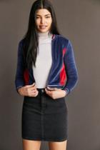 Urban Outfitters Silence + Noise Night Rider Velour Crop Track Jacket