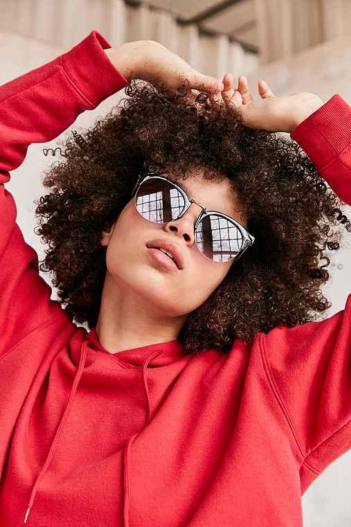 Urban Outfitters Poolside Half-frame Sunglasses,black,one Size