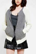 Urban Outfitters Sparkle & Fade Varsity Zip-front Sweater,grey,l