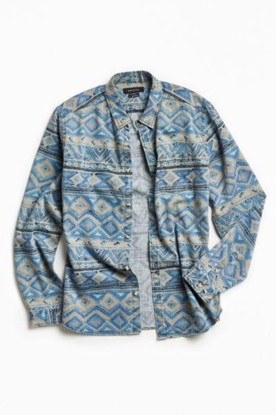 Urban Outfitters Uo Denim Blanket Stripe Button-down Shirt