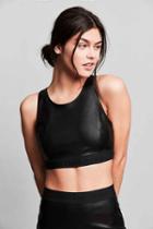 Urban Outfitters Calvin Klein For Uo Vegan Leather Cropped Top,black,m