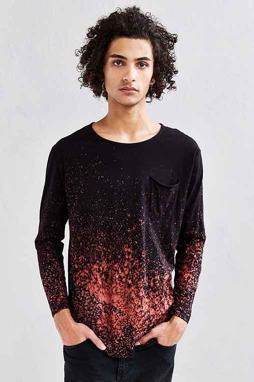 Urban Outfitters Feathers X Us Rags Bleach Splatter Long Sleeve Tee,black Multi,l