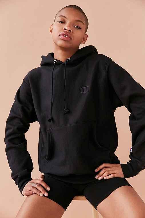 Urban Outfitters Champion + Uo Monochrome Reverse Weave Hoodie Sweatshirt,black,s