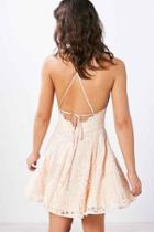 Urban Outfitters Glamorous Baroque Lace Fit + Flare Mini Dress,rose,l