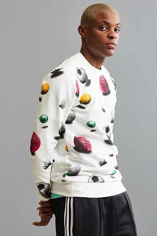 Urban Outfitters Tee Library Ball Crew Neck Sweatshirt,white,m