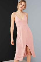 Urban Outfitters Silence + Noise Cupro V-neck Midi Wrap Dress,peach,m