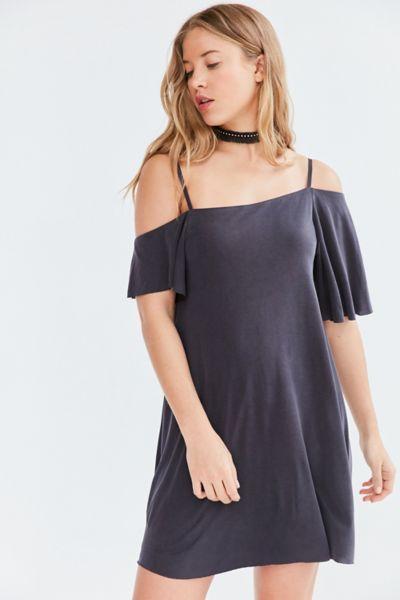 Silence + Noise Asymmetrical Cold-shoulder Cupro Dress