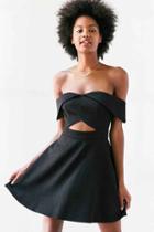 Urban Outfitters Keepsake Apollo Cutout Off-the-shoulder Mini Dress,black,s