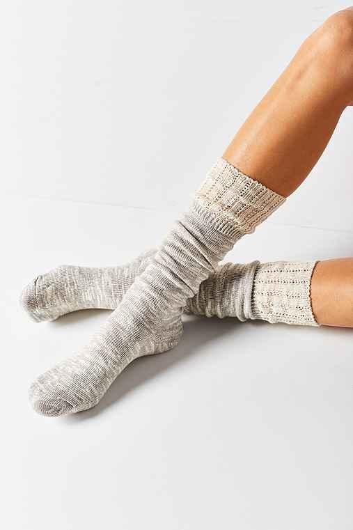 Urban Outfitters Crochet Cuff Slouchy Sock,grey,one Size
