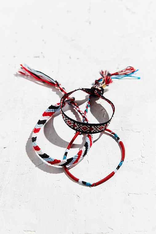 Urban Outfitters Friendship Bracelet Set,red,one Size