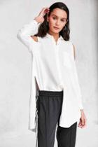 Urban Outfitters Silence + Noise Ciara Cold Shoulder Button-down Shirt,white,s