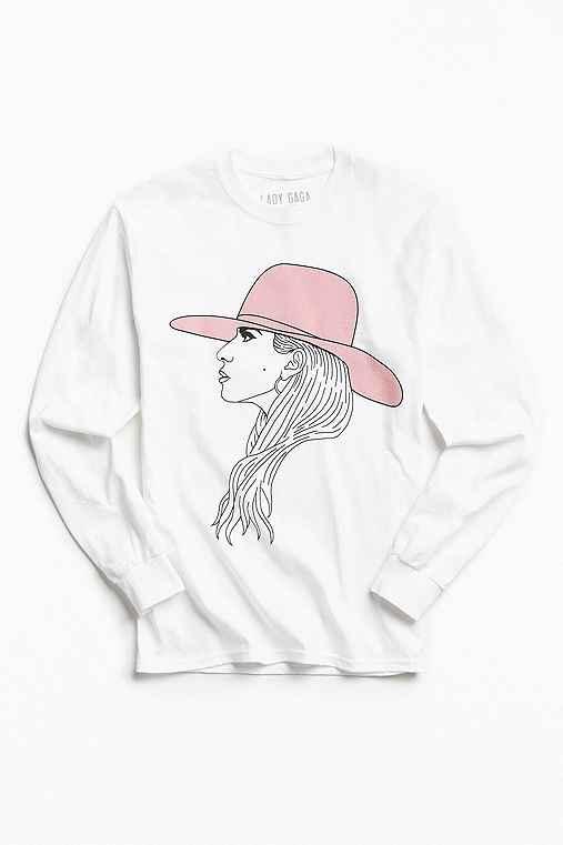 Urban Outfitters Lady Gaga Sketch Long Sleeve Tee,white,s