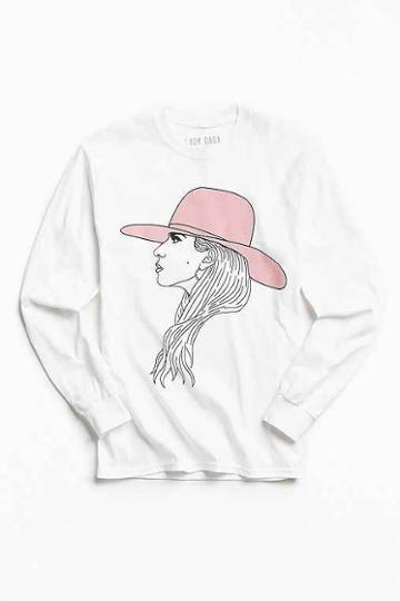 Urban Outfitters Lady Gaga Sketch Long Sleeve Tee,white,s