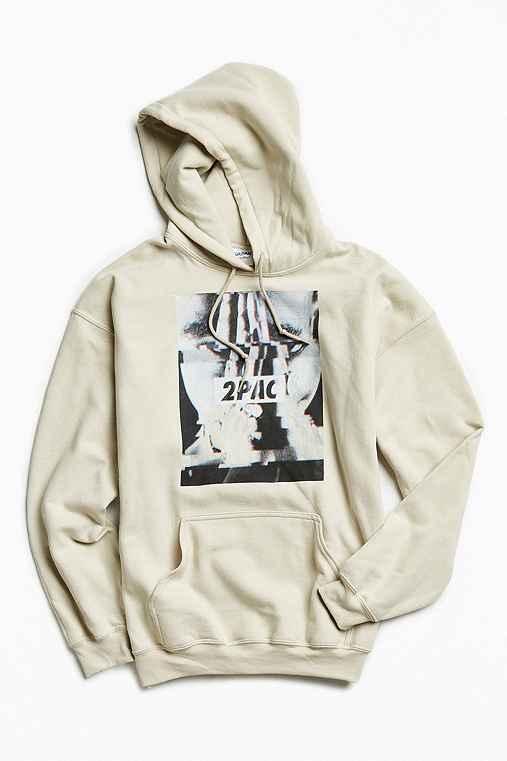 Urban Outfitters 2pac Glitch Photo Hoodie Sweatshirt,tan,xl
