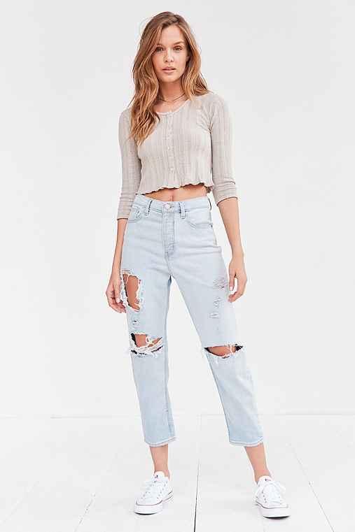 Urban Outfitters Bdg Girlfriend High-rise Jean - Light Blue Slash,indigo,29
