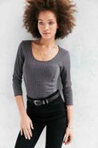 Urban Outfitters Silence + Noise Misdirection Rib Knit Top,dark Grey,l