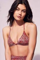 Urban Outfitters Out From Under Printed Triangle Racerback Bikini Top,deep Purple,l
