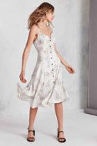 Urban Outfitters Kimchi Blue Graziano Floral Button-down Midi Slip Dress,cream Multi,s