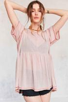 Urban Outfitters Kimchi Blue Don't Jinx It Peplum Tee,pink,xs