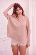 Urban Outfitters Out From Under Oversized Cozy Thermal V-neck Top,pink,s