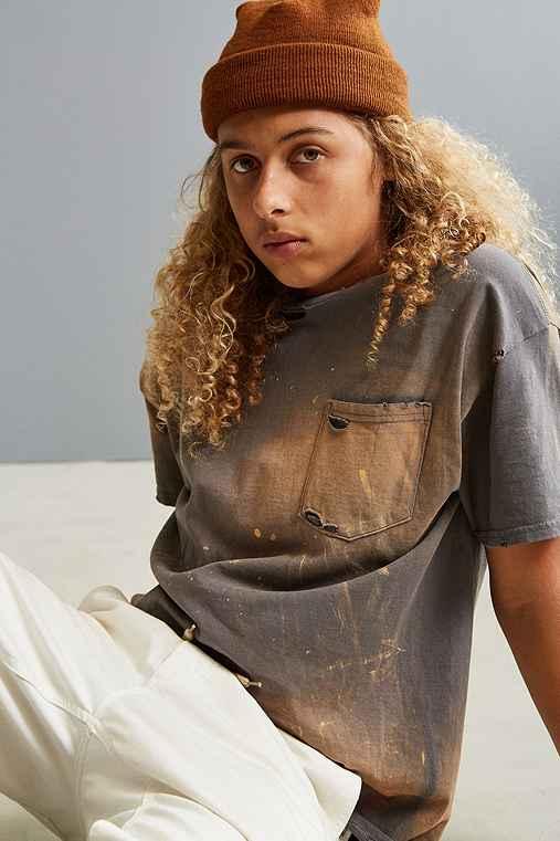 Urban Outfitters Us Rags Distressed Work Tee,grey,s