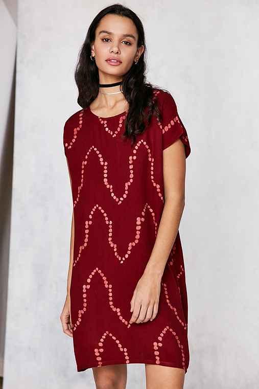 Urban Outfitters Della Batik Print Mini Sheath Dress,red Multi,xs