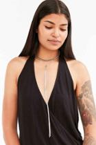 Urban Outfitters Naomi Beaded Lariat Necklace,silver,one Size