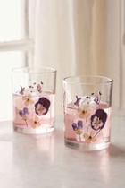 Urban Outfitters Pressed Floral Glasses Set,violet,one Size