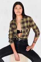 Urban Outfitters Bdg Polly Flannel Button-down Shirt,green,s
