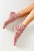 Urban Outfitters Open Work Scalloped Trouser Sock,rose,one Size