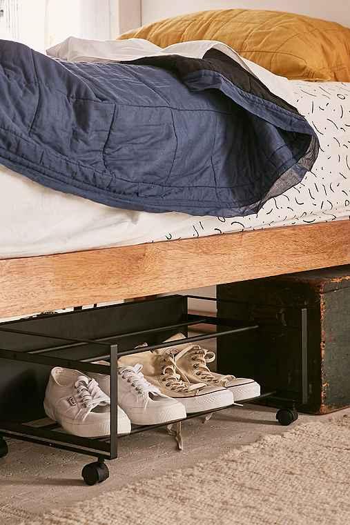 Urban Outfitters Frame Rolling Shoe Rack,black,one Size