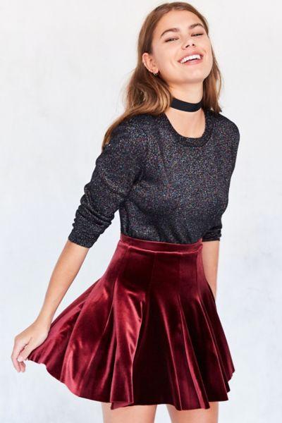 Kimchi Blue Jubilee Velvet Mini Skater Skirt