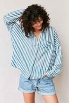 Urban Outfitters Bdg Twill Striped Button-down Shirt,blue,s