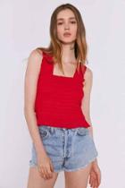 Urban Outfitters Ecote Smocked Y-back Tank Top,red,xs