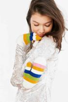 Urban Outfitters Rainbow Mittens,white,one Size