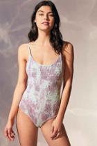 Urban Outfitters Tori Praver Swimwear Honolula Smocked One-piece Swimsuit,green,m