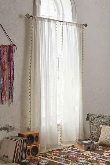 Urban Outfitters Magical Thinking Pompom Curtain,cream,52x96