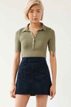 Urban Outfitters Bdg Marsi Rib Knit Polo,green,l