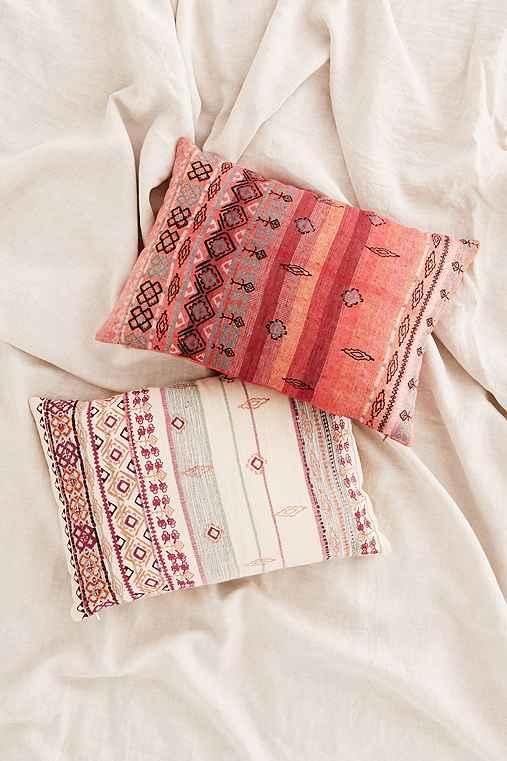 Urban Outfitters Agda Printed Yarn Pillow,cream,one Size
