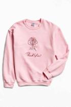 Urban Outfitters Division Of Labor Thank You Fleece Crew Neck Sweatshirt,pink,s