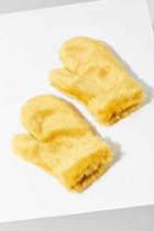 Urban Outfitters Faux Fur Paw Mittens,yellow,one Size