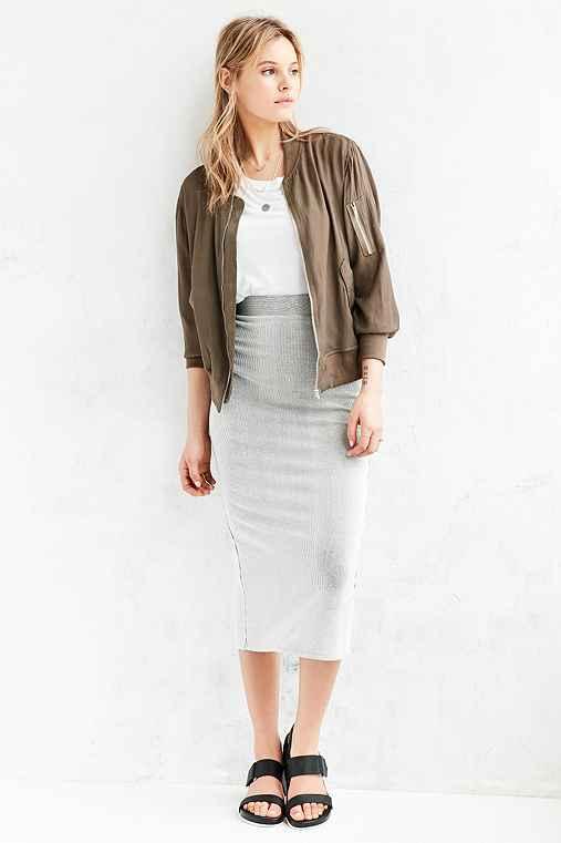 Urban Outfitters Silence + Noise Ribtastic Midi Skirt,black Multi,s