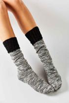 Urban Outfitters Crochet Cuff Slouchy Sock,black,one Size